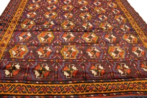 Burgundy Vintage Tribal 5X9 Kazak Bokhara Persian Oriental Rug