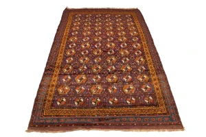 Burgundy Vintage Tribal 5X9 Kazak Bokhara Persian Oriental Rug