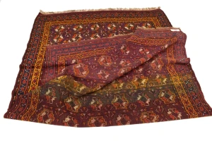 Burgundy Vintage Tribal 5X9 Kazak Bokhara Persian Oriental Rug