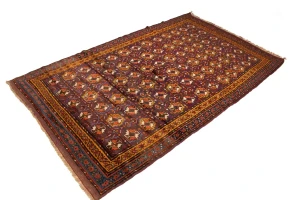 Burgundy Vintage Tribal 5X9 Kazak Bokhara Persian Oriental Rug