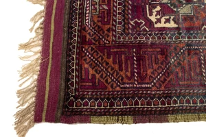 Vintage Burgundy Tribal 4'4X7'9 Ghoochan Persian Rug