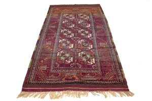 Vintage Burgundy Tribal 4'4X7'9 Ghoochan Persian Rug