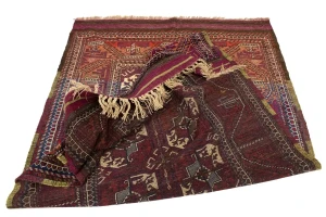 Vintage Burgundy Tribal 4'4X7'9 Ghoochan Persian Rug