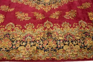 Antique Fuchsia Red Floral Classic 10X13 Kerman Persian Rug