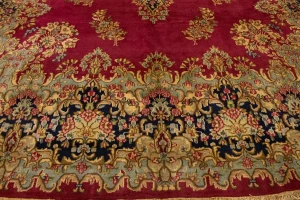 Antique Fuchsia Red Floral Classic 10X13 Kerman Persian Rug