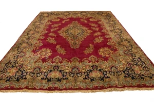 Antique Fuchsia Red Floral Classic 10X13 Kerman Persian Rug