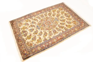 Vintage Cream Floral 3'6X5'4 Sarouk Persian Rug