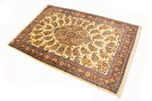 Vintage Cream Floral 3'6X5'4 Sarouk Persian Rug