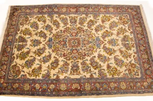 Vintage Cream Floral 3'6X5'4 Sarouk Persian Rug