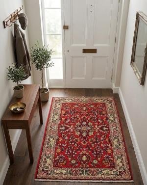 Vintage Red Floral 3'4X4'9 Shahrbaft Persian Rug