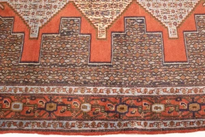 Vintage Orange Geometric 4X5 Bidjar Sanneh Persian Rug