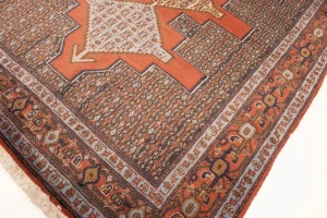 Vintage Orange Geometric 4X5 Bidjar Sanneh Persian Rug