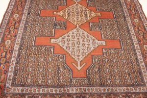 Vintage Orange Geometric 4X5 Bidjar Sanneh Persian Rug
