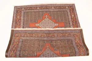 Vintage Orange Geometric 4X5 Bidjar Sanneh Persian Rug
