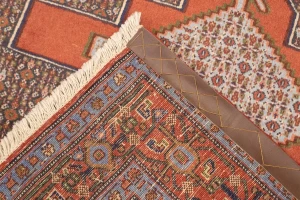 Vintage Orange Geometric 4X5 Bidjar Sanneh Persian Rug