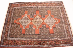 Vintage Orange Geometric 4X5 Bidjar Sanneh Persian Rug