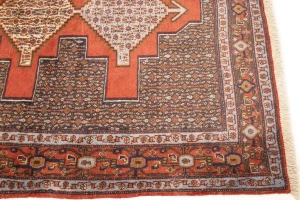 Vintage Orange Geometric 4X5 Bidjar Sanneh Persian Rug