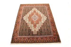 Vintage Orange Tribal 4X5 Bidjar Persian Rug