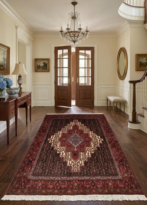 Vintage Orange Tribal 4X5 Bidjar Persian Rug