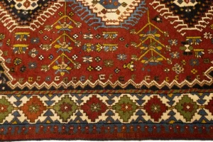 Vintage Rusty Red Tribal 4X5 Yalameh Persian Rug