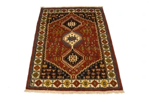 Vintage Rusty Red Tribal 4X5 Yalameh Persian Rug