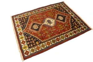 Vintage Rusty Red Tribal 4X5 Yalameh Persian Rug