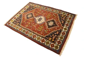 Vintage Rusty Red Tribal 4X5 Yalameh Persian Rug