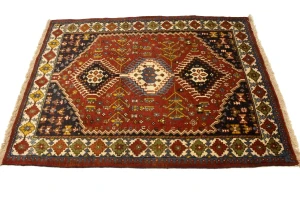 Vintage Rusty Red Tribal 4X5 Yalameh Persian Rug