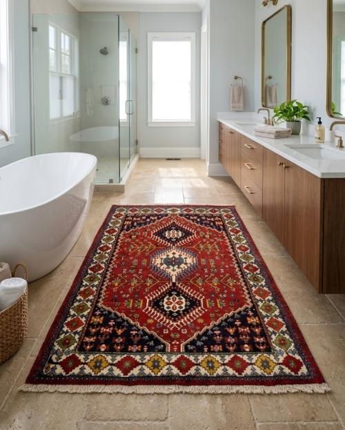 Vintage Rusty Red Tribal 4X5 Yalameh Persian Rug