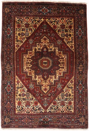 Vintage Rusty Red Geometric 3X5 Bidjar Persian Rug