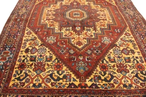 Vintage Rusty Red Geometric 3X5 Bidjar Persian Rug