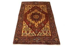 Vintage Rusty Red Geometric 3X5 Bidjar Persian Rug