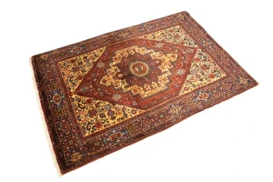 Vintage Rusty Red Geometric 3X5 Bidjar Persian Rug