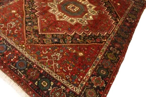 Vintage Geometric Red 3'4X4'9 Bidjar Persian Rug