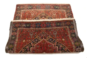 Vintage Geometric Red 3'4X4'9 Bidjar Persian Rug