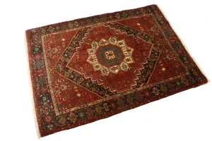 Vintage Geometric Red 3'4X4'9 Bidjar Persian Rug