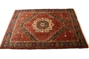 Vintage Geometric Red 3'4X4'9 Bidjar Persian Rug
