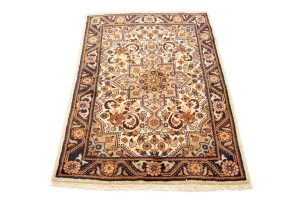 Vintage Cream Floral 3'5X4'9 Mahal Persian Rug