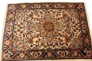 Vintage Cream Floral 3'5X4'9 Mahal Persian Rug