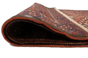 Vintage Geometric Scarlet Red 4X5 Bidjar Persian Rug