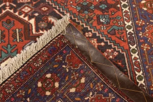 Vintage Geometric Scarlet Red 4X5 Bidjar Persian Rug