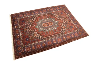 Vintage Geometric Scarlet Red 4X5 Bidjar Persian Rug