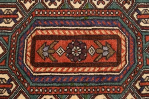 Vintage Geometric Scarlet Red 4X5 Bidjar Persian Rug