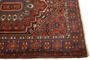 Vintage Geometric Scarlet Red 4X5 Bidjar Persian Rug
