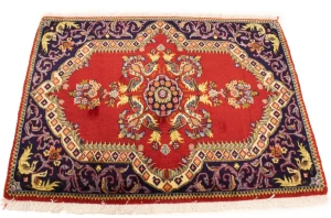 Red Pictorial Classic 2'7X3'4 Ghom Kashan Persian Rug