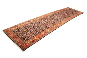 Semi Antique Tribal 4X14 Hossainabad Persian Runner Rug