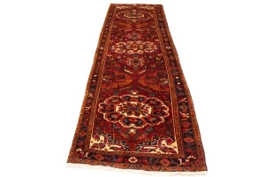 Vintage Red Floral 3'5X11'3 Heriz Goravan Persian Rug
