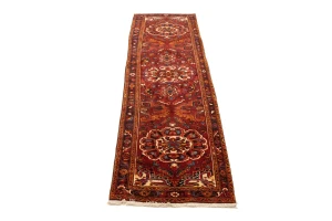 Vintage Red Floral 3'5X11'3 Heriz Goravan Persian Rug