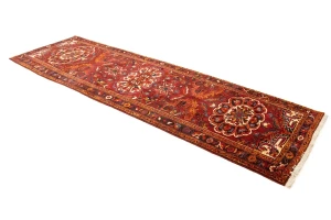 Vintage Red Floral 3'5X11'3 Heriz Goravan Persian Rug