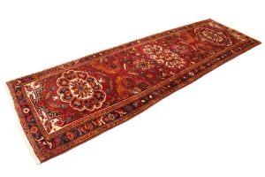 Vintage Red Floral 3'5X11'3 Heriz Goravan Persian Rug